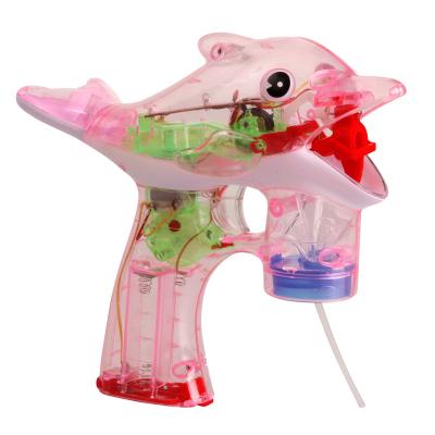 China 2021 New Game 2 Lights Shark Music Automatic Bubble Gun Babul Outdoor Transparent Bubble Gun for sale