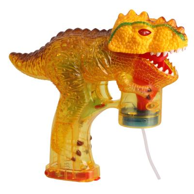 China 2021 Outdoor Game New Product Bubble Machine With Music And Tyrannosaurus Soap Bubbles Dinosaur Light Transparent Bubble Gun for sale