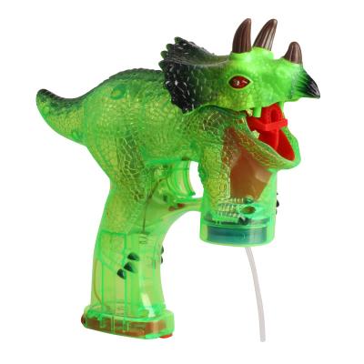 China 2021 Toys 5 Light Music Bubble Shape Dinosaur Triangle Gun Outdoor Popular Toy Amusement Park Plastic Bubble Gun for sale