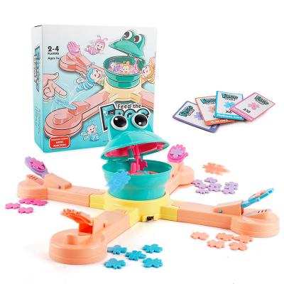 China Board Game Toys Hot Sale Frog Family Rotating Feeding Board Game Interactive Baby Hungry Frog Game Toys for sale