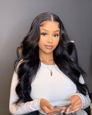 China Cheap 30 Inch 32Inch Indian Virgin Hair Wigs Cuticle Aligned Human Hair Tangle Free WXJ , Brazilian Peruvian Body Wave 4X4 Cuticle Aligned 3 Part Lace Closure Wig for sale