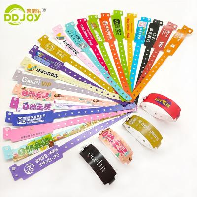 China Cheap waterproof CMYK printing Logo Wristbands, custom disposable PE wristband, vinyl wristbands for events and club and festival for sale