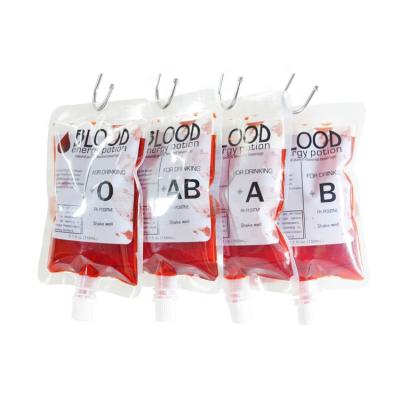 China 5OZ 150ml 8OZ 250ml Recyclable Single Blood Drinking Bag For Halloween Packaging Spout Bag for sale