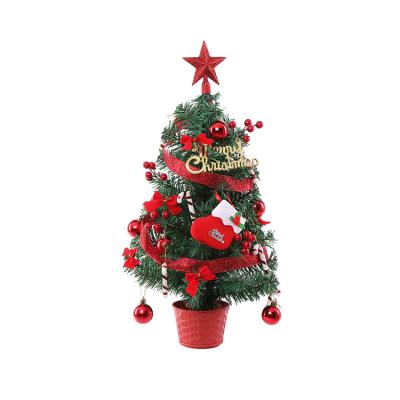 China 45cm Small Desktop Simulation Christmas Tree Plastic Christmas Tree Desktop Decoration for sale