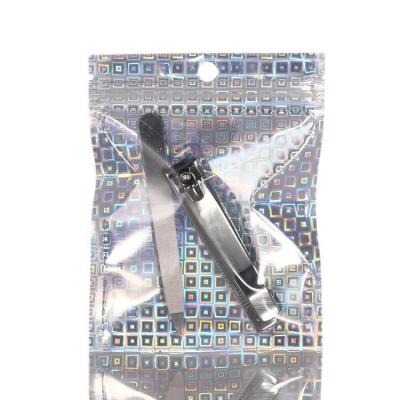 China One Star Recyclable Clear Holographic Lattice Side Zipper Spiral Packaging Mylar Bags for sale