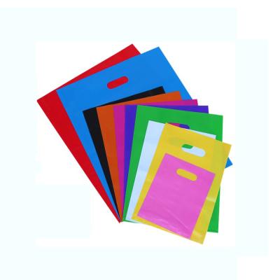 China Colorful Recyclable Custom In Stock RTS Plastic HDPE Handle Die Cut Shopping Bag for sale