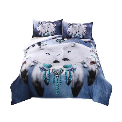 China Good Price Rectangle Dream Microfiber Catcher 100% Brushed Blue Bedding Cover Set for sale