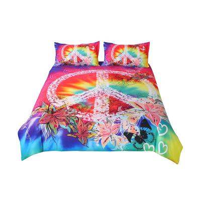 China Professional Production Scanned Multi Color 3d Digital Printing Tie Dye Bedding Set for sale