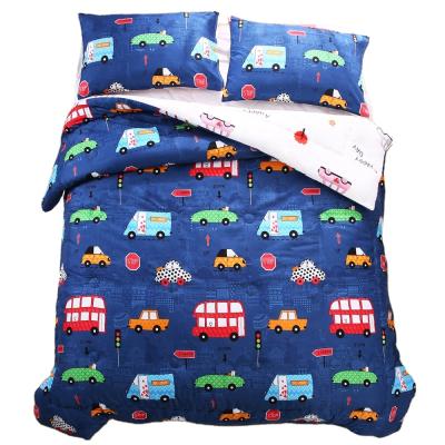 China Clean Various Design Quilt Cover Cartoon Vehicles Bus Truck Bus Truck Microfiber Winter Middle East Comforter Set for sale