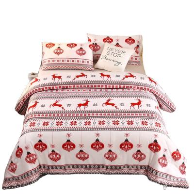 China Clean Premium Reindeer Printed Christmas Bedroom Stripe Comforter Design Duvet Cover Microfiber Quality Deer Inner Soft for sale