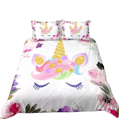 China Cartoon Unicorn Series Printed Duvet Cover Set China Bedding Set Normal Kids Bedding Set for sale