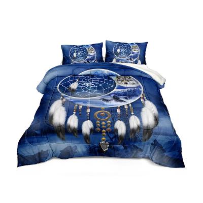 China Bomcom Vintage Bohemia Moon Dream Catcher Howl Wolf King Wolves 3d Digitally Printed Quilt Set for sale