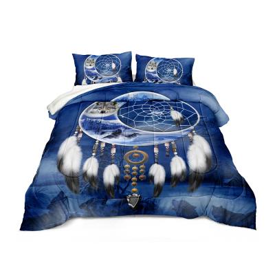 China Vintage Factory Supply Bohemia Direct Dream Moon Catcher Brushed Blue Comforter Set for sale