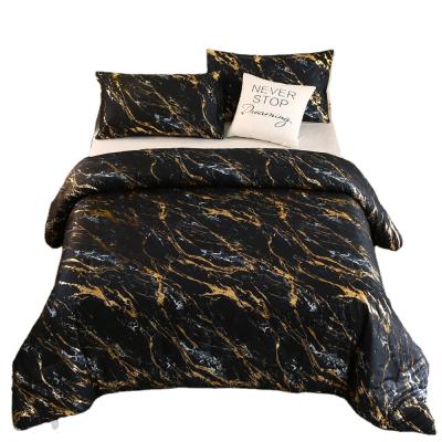 China Clean Gold Metallic Marble Soft Microfiber Design Duvet Cover Interior Down Modern Bedroom Comforter Set for sale