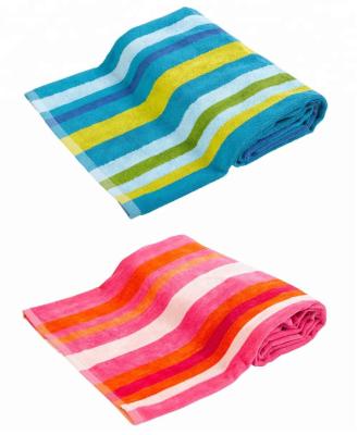 China QUICK DRY Multi Color Cotton Velor Towel Striped 100% Striped Beach Vacation Sport for sale