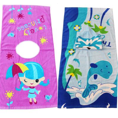 China Sandy New Colorful And Fun QUICK DRY Printed Kids Hooded Beach Towels for sale