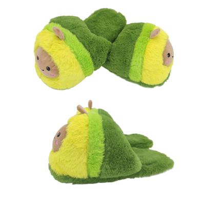 China Carry on hot drop ship winter sale avocado soft plush slippers women warm bedroom slippers for sale