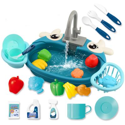 China Funny Educational Toy New Arrival Kitchen Toys Kids Pretend Electric Table Toy Sets Kitchen Toys Play House Simulation Dish Washing For Children for sale