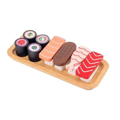 China Toy Children Wooden Kitchen Funny Educational Pretend Toys Educational Wooden Simulation Magnetic Miniature Sushi Set Food Toys Kitchen Tools for sale