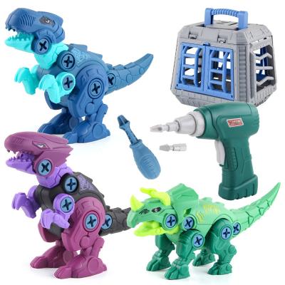 China DIY Building Brick Toys Educational Dinosaur Building Blocks Set Portable Detachable Box Electric Drill Dinosaur Plastic Assembled Building Blocks for sale