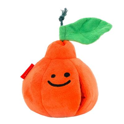 China Cotton Stocked Good Quality Soft Fruit Vegetable Train Toy Interactive Rope Ugly Orange Dog Game Squeaky Chew Toys for sale