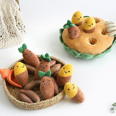 China Hot Selling Food Leaking Interactive Toy Kit Stocked Sniff Tools Potatoes Durable Indoor Training Toy Plush Pet Toy for sale