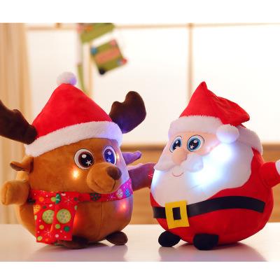 China Glowing Plush Doll Product 20cm Christmas Decorations Music Santa Dolls Stuffed Toys Elk Toys for sale