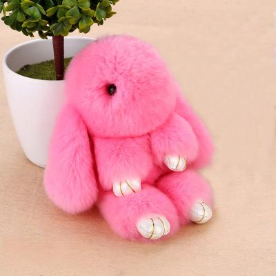 China Lovely Plush Bunny Bag Charm Mink Fur Pom Poms Key Chain for sale