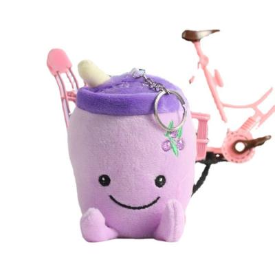 China Custom Stuffed Plush Key Chain Baby Fruit Kawaii Bubble Milk Tea Plush Key Chain Toy New for sale