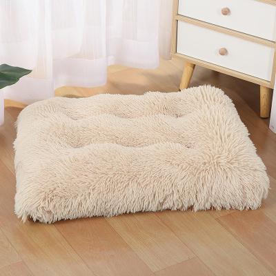 China Breathable Soft Luxury Warm Plush Rectangle Plush Pet Beds Plush Cushion Sofa Cat Bed for sale