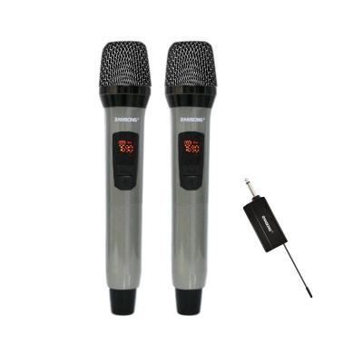 China Dual Band Universal Metal Microphone V28 UHF Wireless Microphone One-Hind-Two Handheld Professional Handheld Portable Screen Handheld Microphone for sale