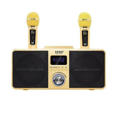 China Dual LED flashing light SD309 KTV family mobile phone karaoke microphone microphone, BT speaker wireless microphone TF/USB support for sale