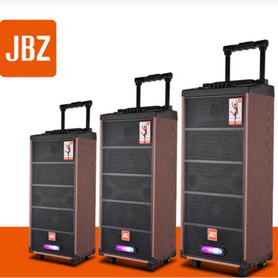 China Play JBZ Video Dual 8 Inch BT Speaker 7008 With LED Lights Outdoor Portable Cart Speaker , Wooden Player for sale