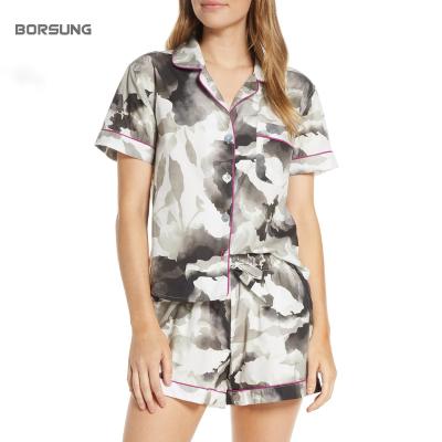 China Chinese Style Women's Breathable Pajamas Printed Nightgowns Sexy PC Drawstring Buttons Collar Turn-Down Image Dress Nightgown Home Suit 2 for sale