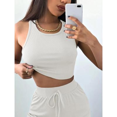 China 2021 Summer High Quality Women's Crop Tank Tops Solid Ribbed Women QUICK DRY for sale