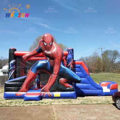 China Outdoor Commercial Inflatable Jumper Combo Spiderman Jumper Water Bouncer Water Bouncer Obstacle PVC Inflatable Kid's Castle Bounce House for sale