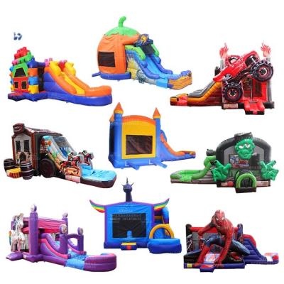 China PVC commercial inflatable moonwalk spiderman bouncer spider man castle bouncy jumping house with slide castle for sale for sale