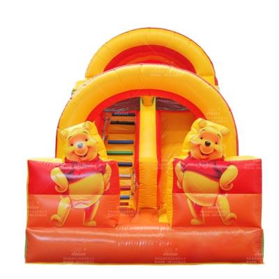 China Commercial Wet Dry Rental Cartoon Inflatable Bear Backyard Jumpers Kids Backyard Slides PVC Use Castle Bouncy Slide for sale