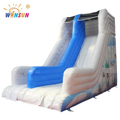 China PVC Winsun Tropical Combo House Bounce Backyard Commercial Snow Bouncer Marble Waterslide Jumping Inflatable Water Slide With Pool for sale