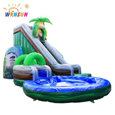 China Cheap Tropical Popular Commercial Grade Marble PVC Winsun Tree Giant Inflatable Water Slide With Pool for sale