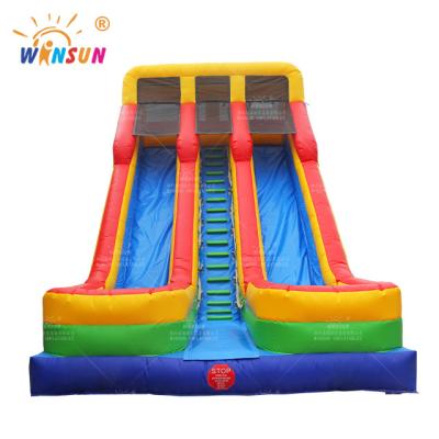 China Commercial PVC Kids Slide Lane Tropical Double Palm Cheap Inflatable Water Slide With Pool For Kids And Adult for sale