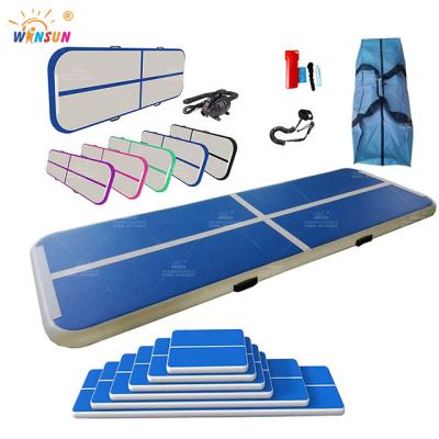 China Gymnastics 6x2x0.2m Blue Color Airtrack Gymnastic Mat Air Track Rolling Inflatable Digital Printing Customized for sale