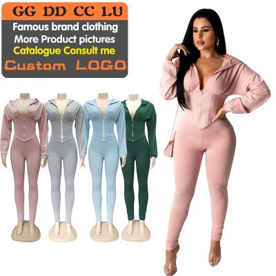 China Designer GG Double Density CC Anti-pilling Anti-pilling Clothing Luxury Neon Suits Set Two Piece Set Women Clothes Famous Brands for sale