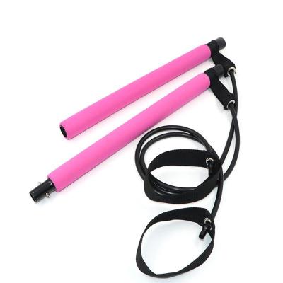 China Portable Weight Lifting Adjustable Yoga Bar Pilates Pilates Bar Kit With Resistance Band for sale