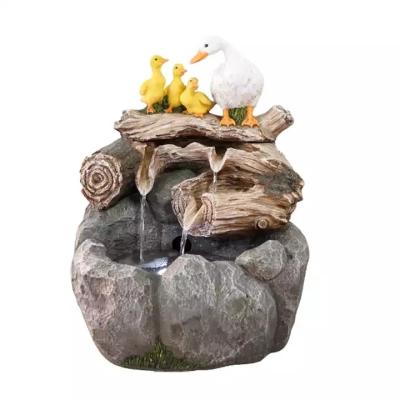 China Europe Animal Duck Water Fountain System Resin Solar Powered Crafts Outdoor for sale