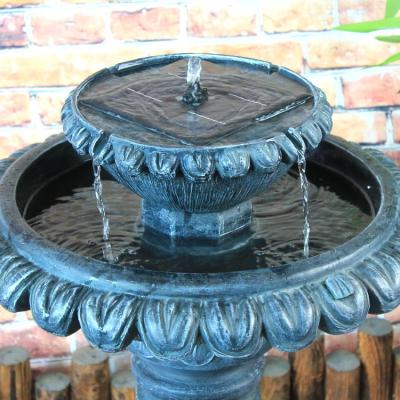 China Solar Install Easy Sand Waterfall Bowls With Battery Holder Water Fountain With LED Light for sale