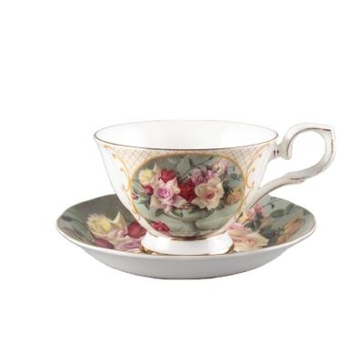 China Viable Classic Luxury Bone China Cup and Dish Set Restaurant Cup and Saucer Set for sale