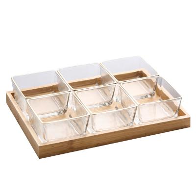 China Stocked Marble Design Dinner Place Plates Set With Bamboo Wood Tray for sale