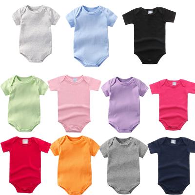 China Shorts--2022 Summers Plain Custom Organic Baby Onesie Logo Onsie Baby Onesie 100% Cotton Single Sleeve Baby Romper for sale