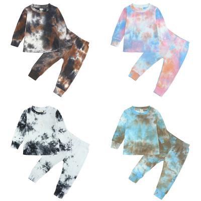 China 2022 Spring Anti-Shrink Children Sleeving Long Set Tie Dye Printing Two-Piece Baby Clothing Set Kids Valentines Pajamas Set Bottom Sleepwear Baby for sale